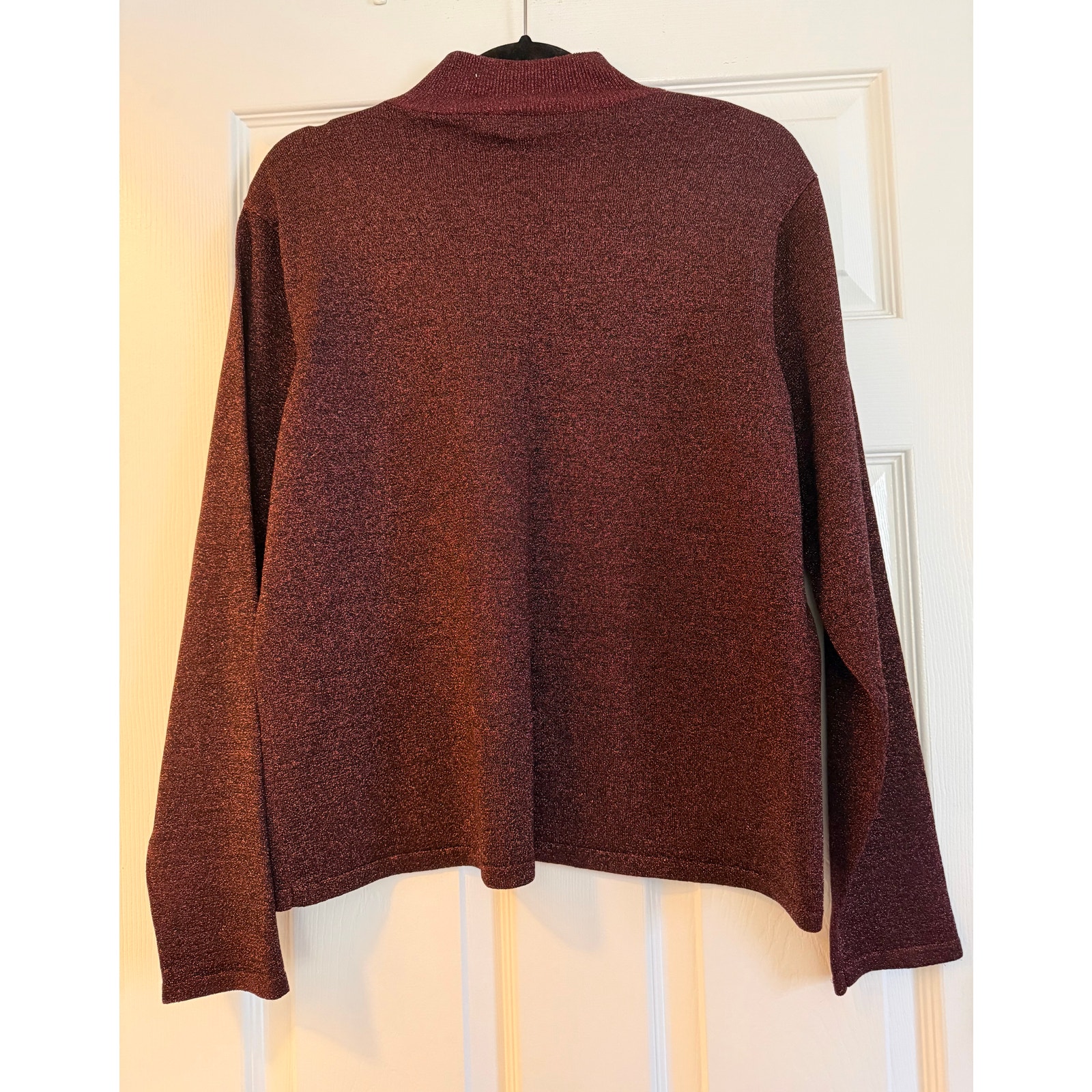 Pristine Talbots Burgundy Metallic Mock Neck Sweater Size Extra Large